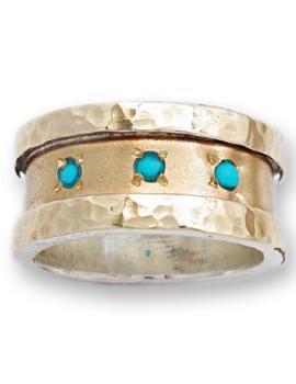 Bluenoemi Jewelry Silver Ring Chic Ring for woman sterling silver gold 9 carats set with blue opals.