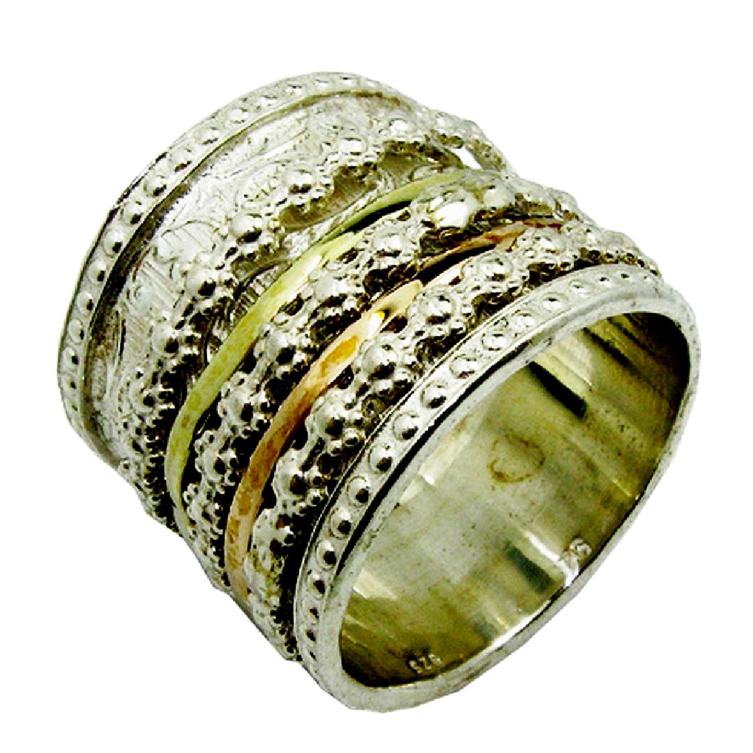 Bluenoemi Jewelry Spinner Ring Valentine's Days Spinner ring romantic floral BOHO designer jewelry spinning silver gold rings