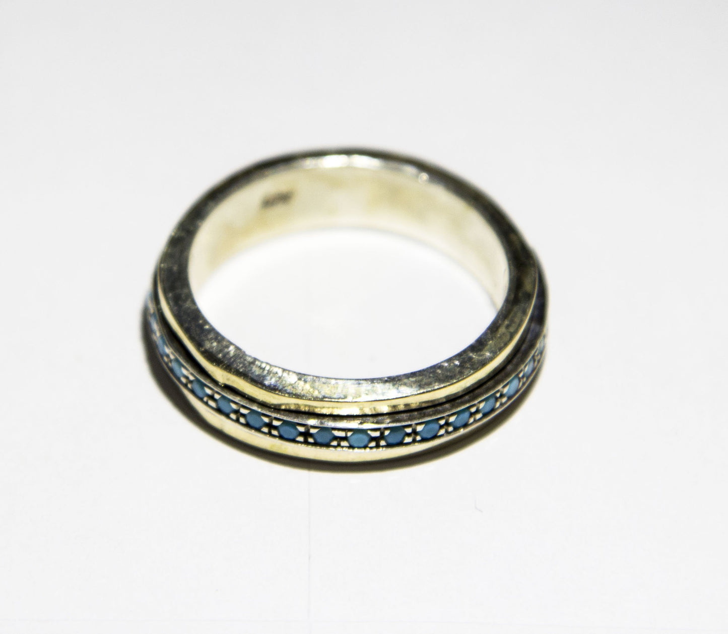 fidget ring spinner sterling silver ring with 9 ct gold
