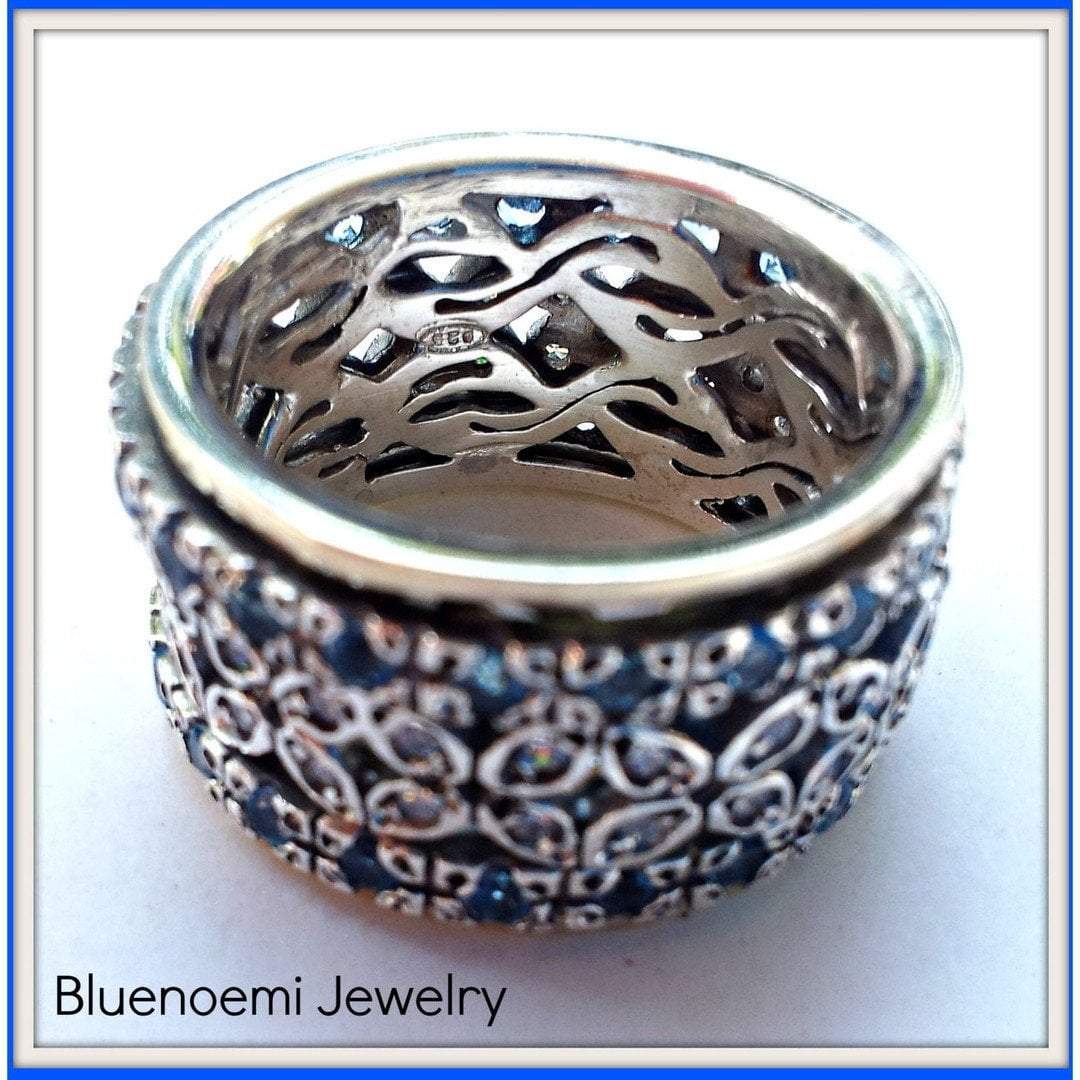 Bluenoemi Jewelry Spinner Rings Bluenoemi SER009 Spinner Ring, Silver Gold Ring for Woman, Artistic Zircons ring