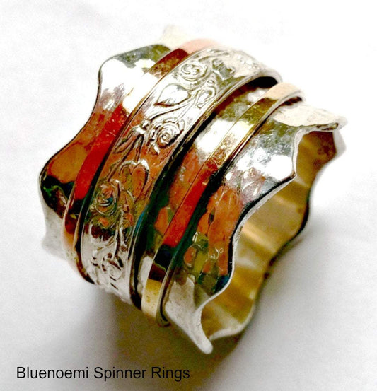 Bluenoemi Jewelry Spinner Rings Bluenoemi Spinner Ring for Woman, romantic Israeli floral spinning rings