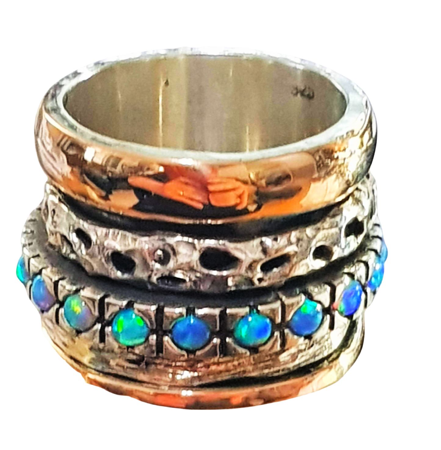 Bluenoemi Jewelry Spinner Rings Ring Opal - Meditation Ring - spinner ring opals Israeli Jewellery sterling silver & gold