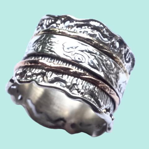 Bluenoemi Jewelry Spinner Rings Romantic Floral spinner spinning ring silver gold Meditation rings