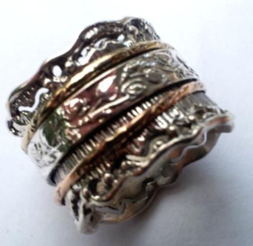 Bluenoemi Jewelry Spinner Rings Romantic Floral spinner spinning ring silver gold Meditation rings