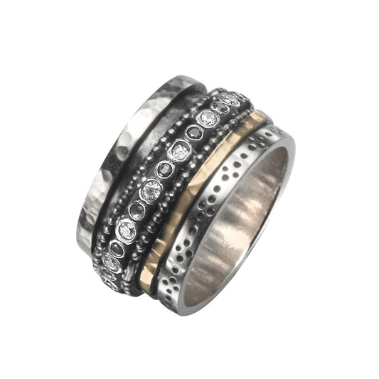 Bluenoemi Jewelry Spinner Rings Romantic Spinner Ring for Woman - fidget ring. Set with cz- All Sizes