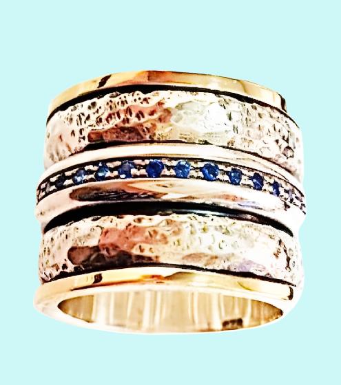 Bluenoemi Jewelry Spinner Rings Silver Gold Spinner ring, CZ zircons spinner ring, ring for woman