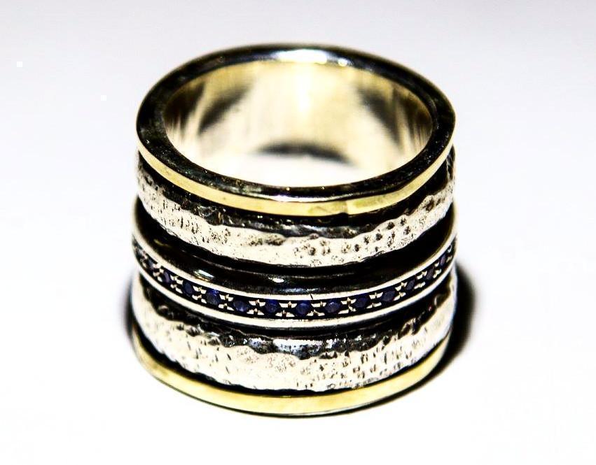 Bluenoemi Jewelry Spinner Rings Silver Gold Spinner ring, CZ zircons spinner ring, ring for woman