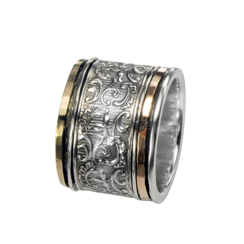 Bluenoemi Jewelry Spinner Rings Unique Israeli Spinner Ring for Woman - fidget ring - meditation ring. Set with cz