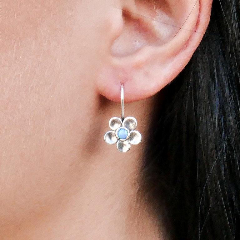 Bluenoemi Jewelry Sterling Silver earrings, opal earrings, opal / turquoise / mother of pearl earrings ,  earrings for women,  dangle earrings, Bluenoemi