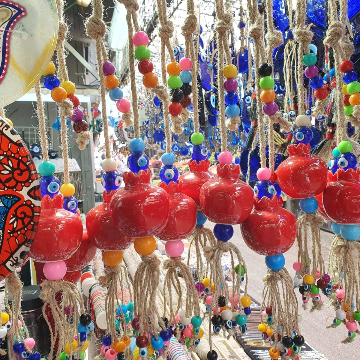 Bluenoemi Pomegranates Blue Eye Glass Bead Souvenir for Protection, Good Fortune and Fertility, Wall Hanging. - Bluenoemi