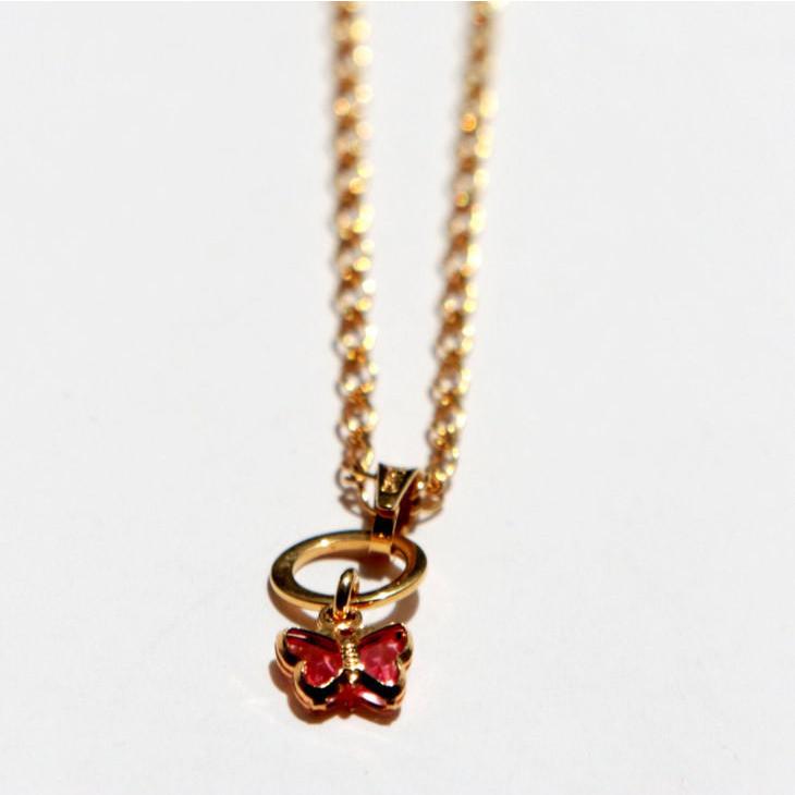 Bluenoemi - My Jewelry Necklaces red Necklace Butterfly charm cute gold plated bridesmaid necklace.