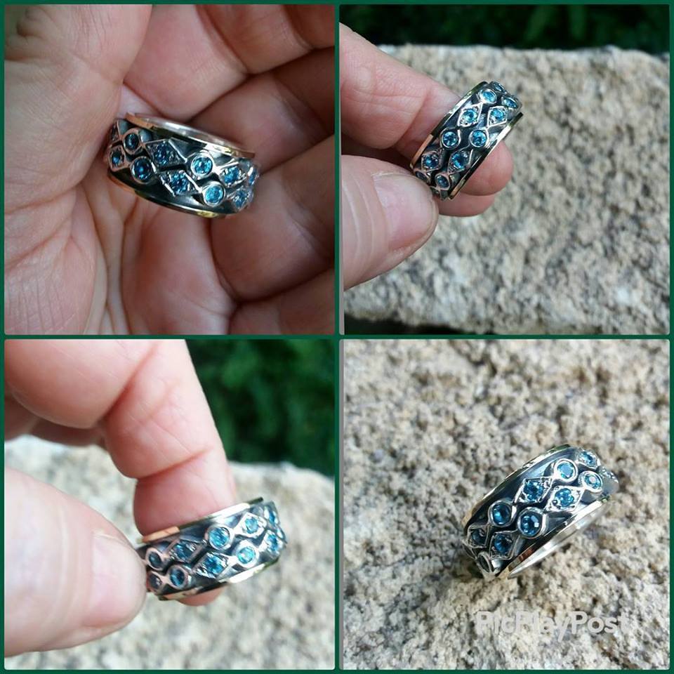 Bluenoemi - My Jewelry Spinner Rings Spinner ring Sterling silver Rose gold 9K Meditation Blue Topaz
