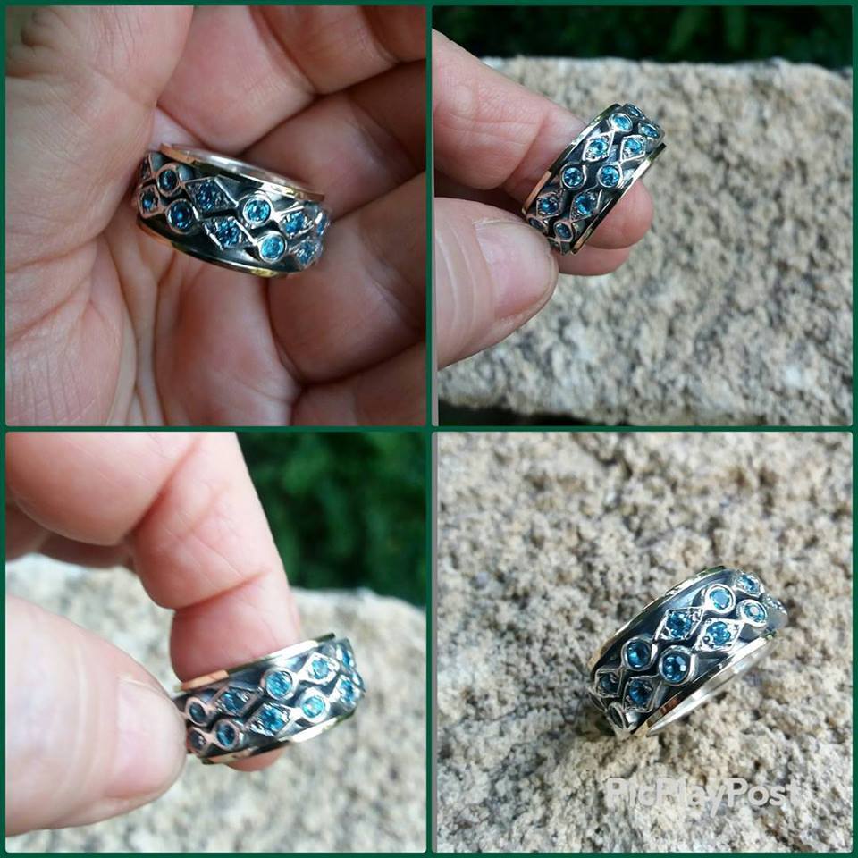 Bluenoemi - My Jewelry Spinner Rings Spinner ring Sterling silver Rose gold  9K Meditation Blue Topaz