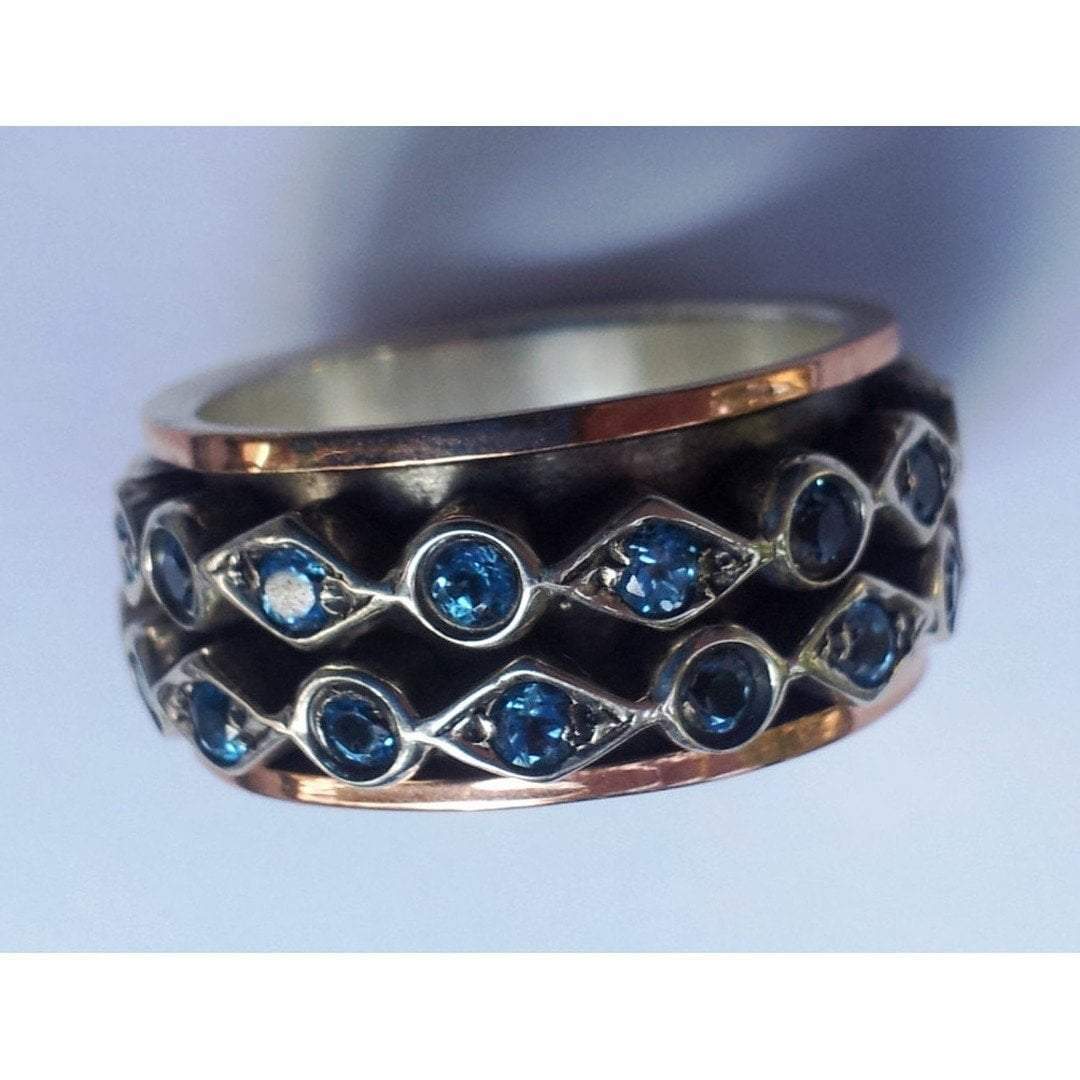 Bluenoemi - My Jewelry Spinner Rings Spinner ring Sterling silver Rose gold 9K Meditation Blue Topaz