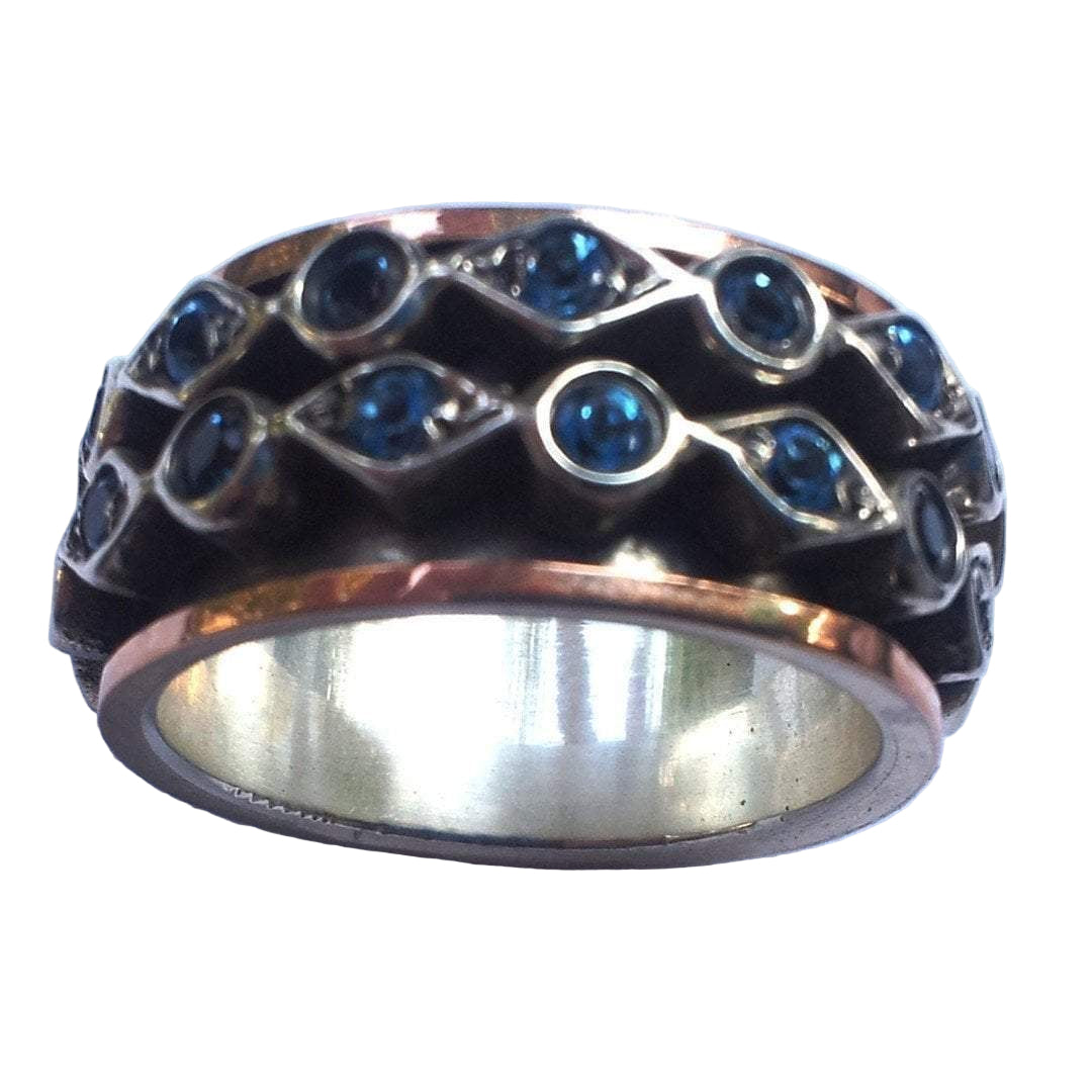 Spinner ring Sterling silver Rose gold 9K Meditation Blue Topaz - Bluenoemi