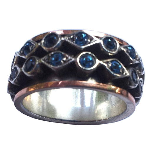 Spinner ring Sterling silver Rose gold 9K Meditation Blue Topaz - Bluenoemi