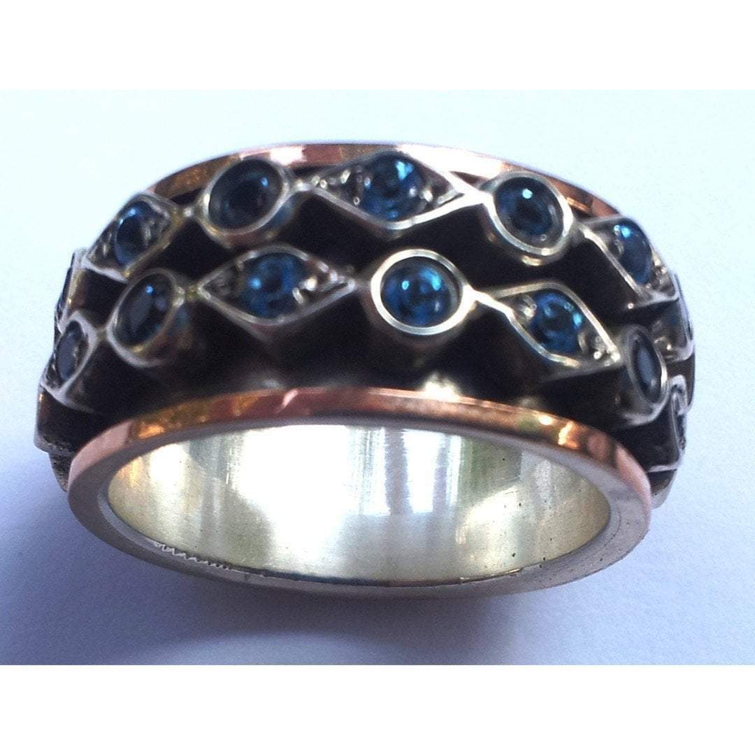 Bluenoemi - My Jewelry Spinner Rings Spinner ring Sterling silver Rose gold 9K Meditation Blue Topaz