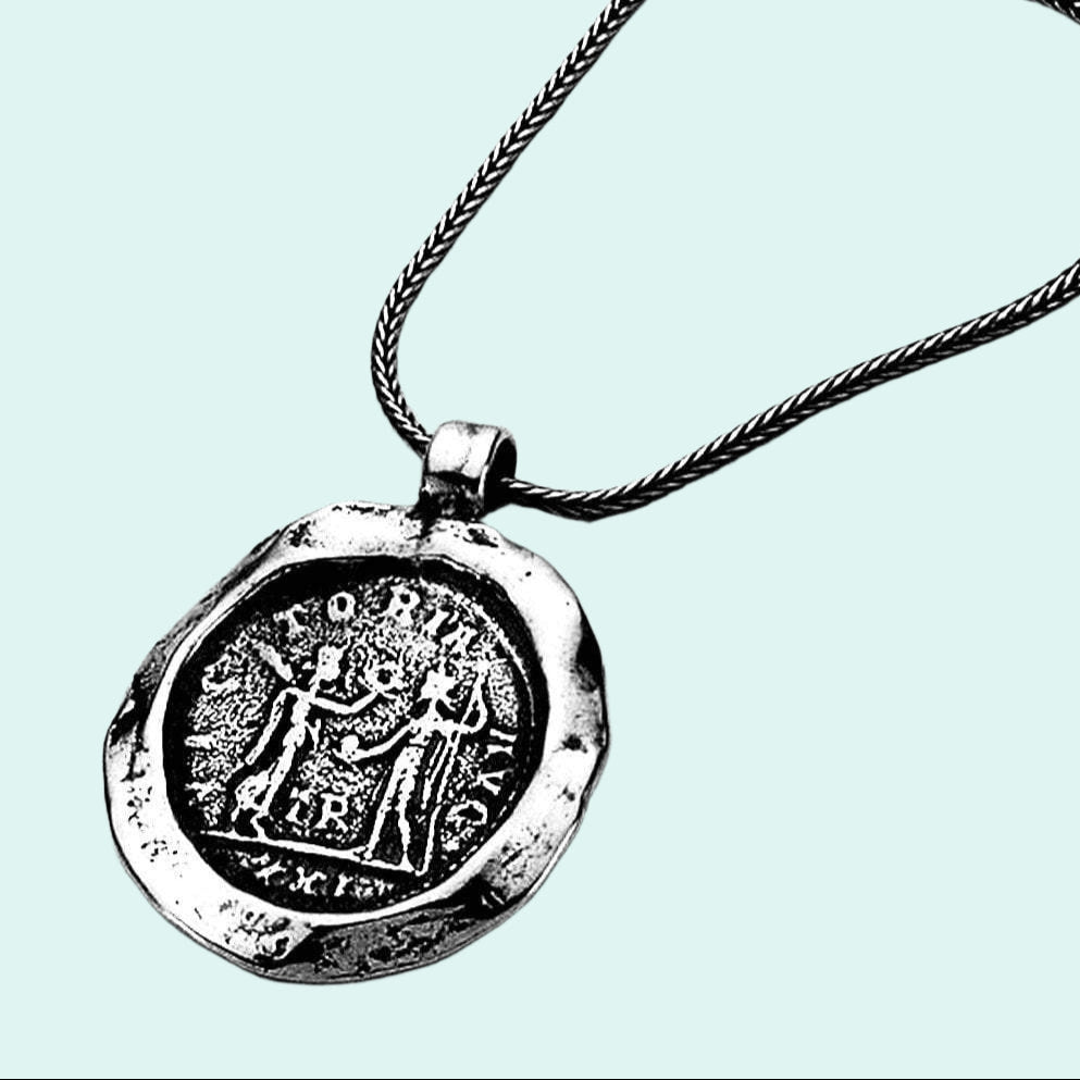 Bluenoemi Necklaces 45cm / silver Roman Coin Replica Necklace Pendant sterling silver necklace