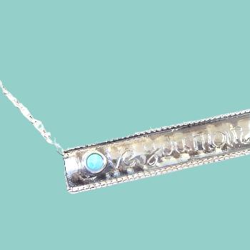 Bluenoemi Necklaces blue opal / blue Sterling Silver Necklace Love You Mom Pendant for woman with blue opal