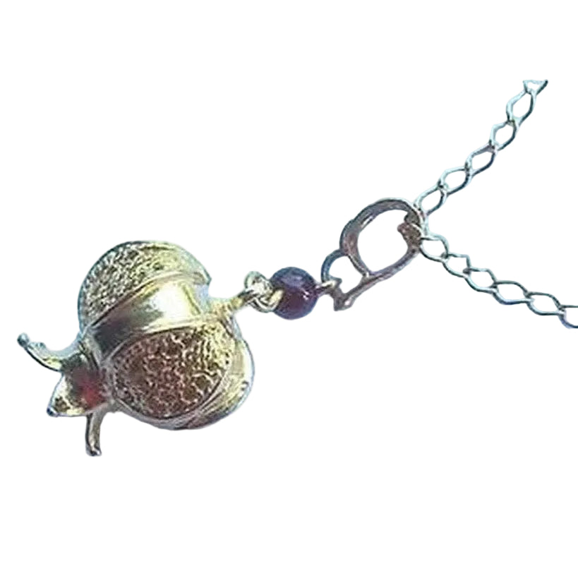 Necklace pendant Sterling silver gold plated pomegranate garnet - Bluenoemi