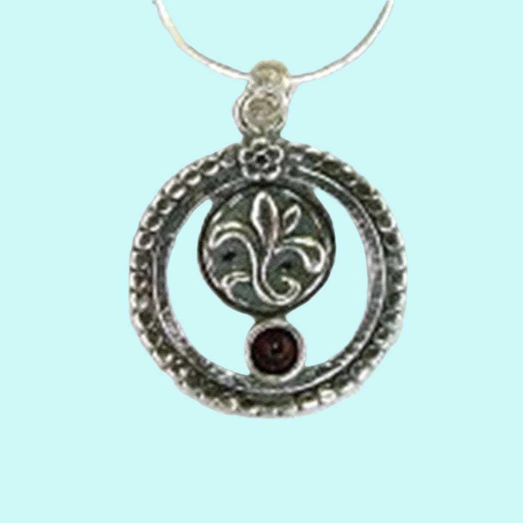 Silver necklace Gothic motif pendant Fleur de Lis - Bluenoemi