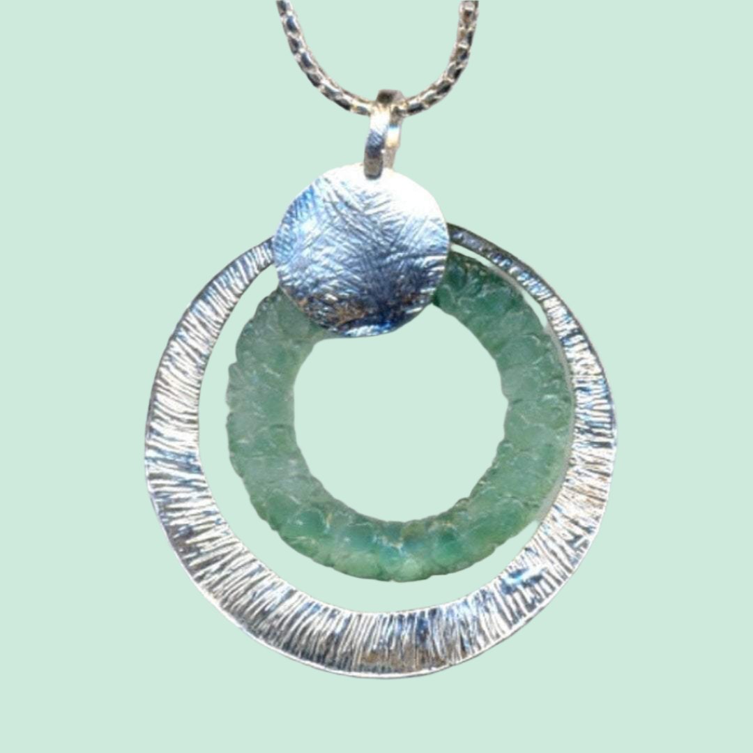 Bluenoemi Necklaces & Pendants Sterling silver necklace, Roman Glass pendant, Israeli handwork jewelry, Bohemian Jewelry