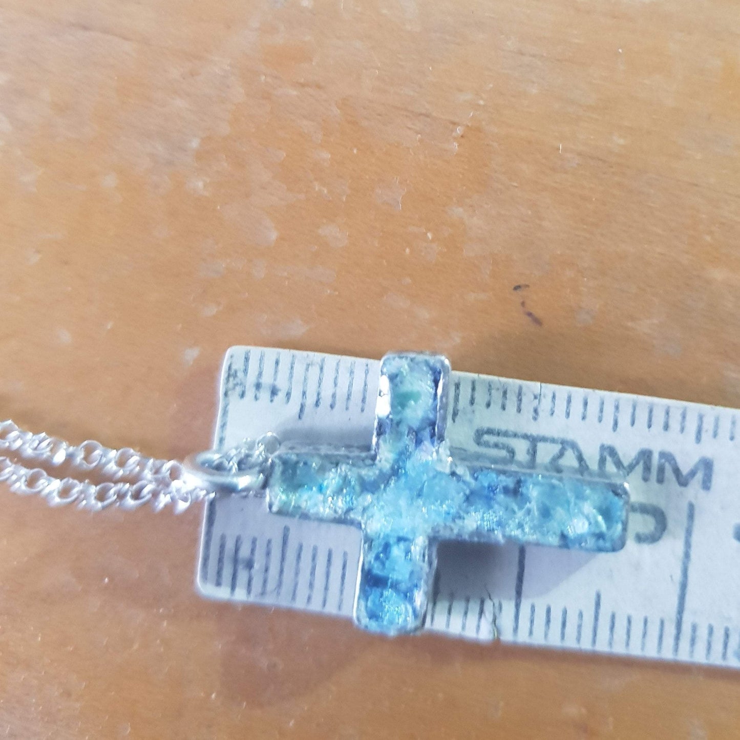 Cross Pendant jewelry, Roman Glass Sterling Silver Cross necklace for woman - Bluenoemi