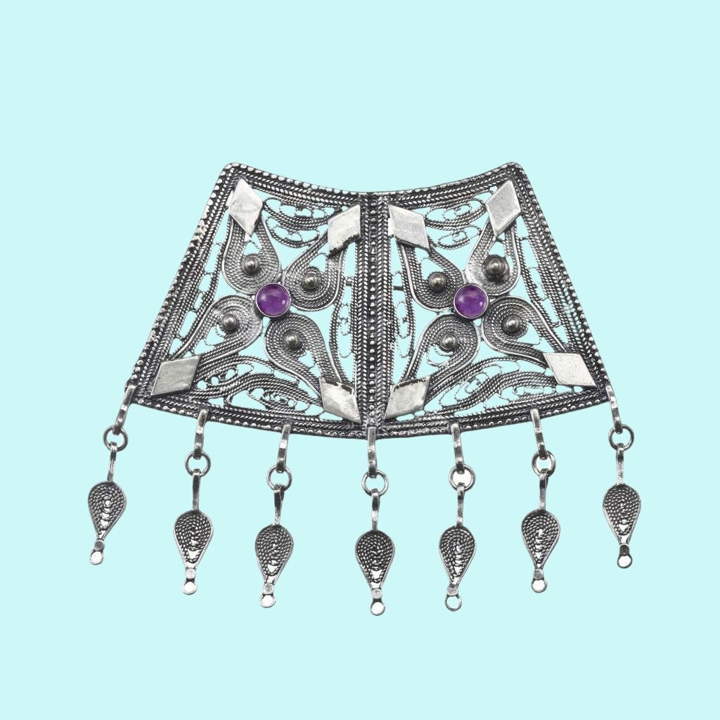 Bluenoemi Yemenite jewelry Necklaces Silver Israeli jewelry filigree ethnic necklace for woman arabesque