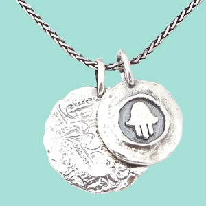 Bluenoemi Necklaces silver Sterling Silver Hamssah Hamsa Necklace for Woman Fatima Hand Israeli Jewelry