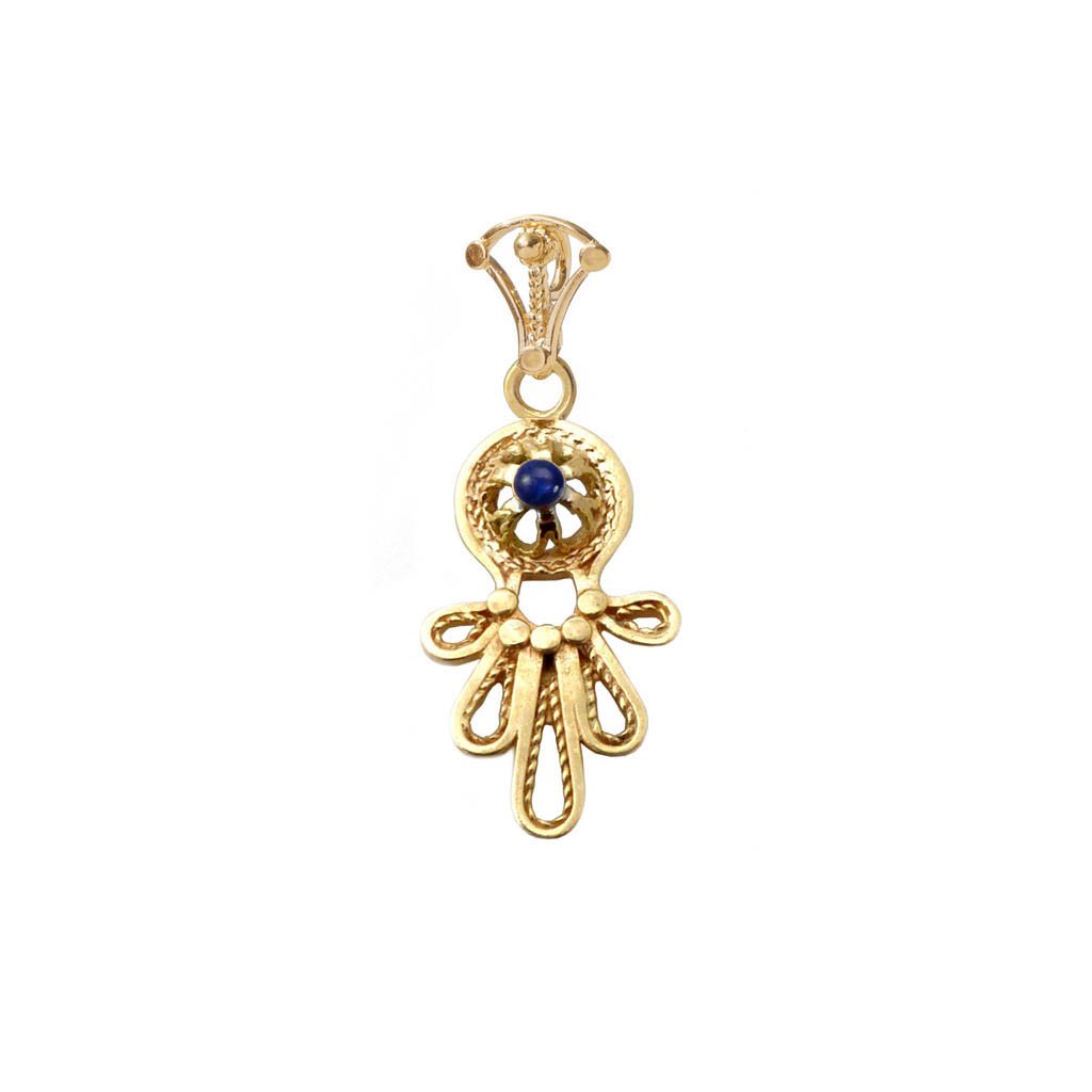 Sterling Silver Gold Plated Necklace. Israeli Hamsa jewelry designer filigree set opal /cornelian/ garnet / amethyst / lapis - Bluenoemi