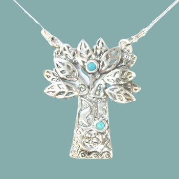 Bluenoemi Necklaces Sterling Silver Tree of Life Necklace for woman with Opals / turquoises / garnets