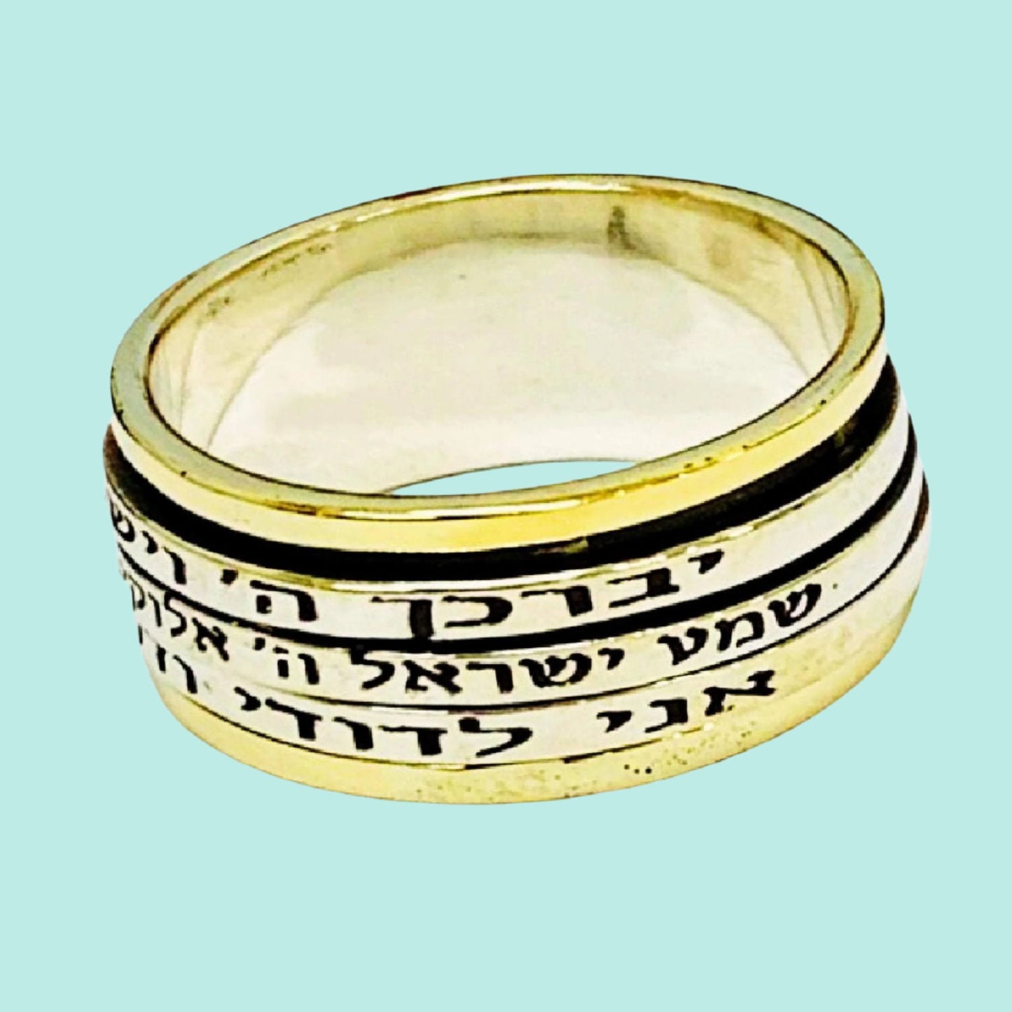 Bluenoemi Personalized Rings Jewelry made in Israel | Inspirational Ring Meditation Silver Gold Spinner Rings Blessing / Love Jewelry
