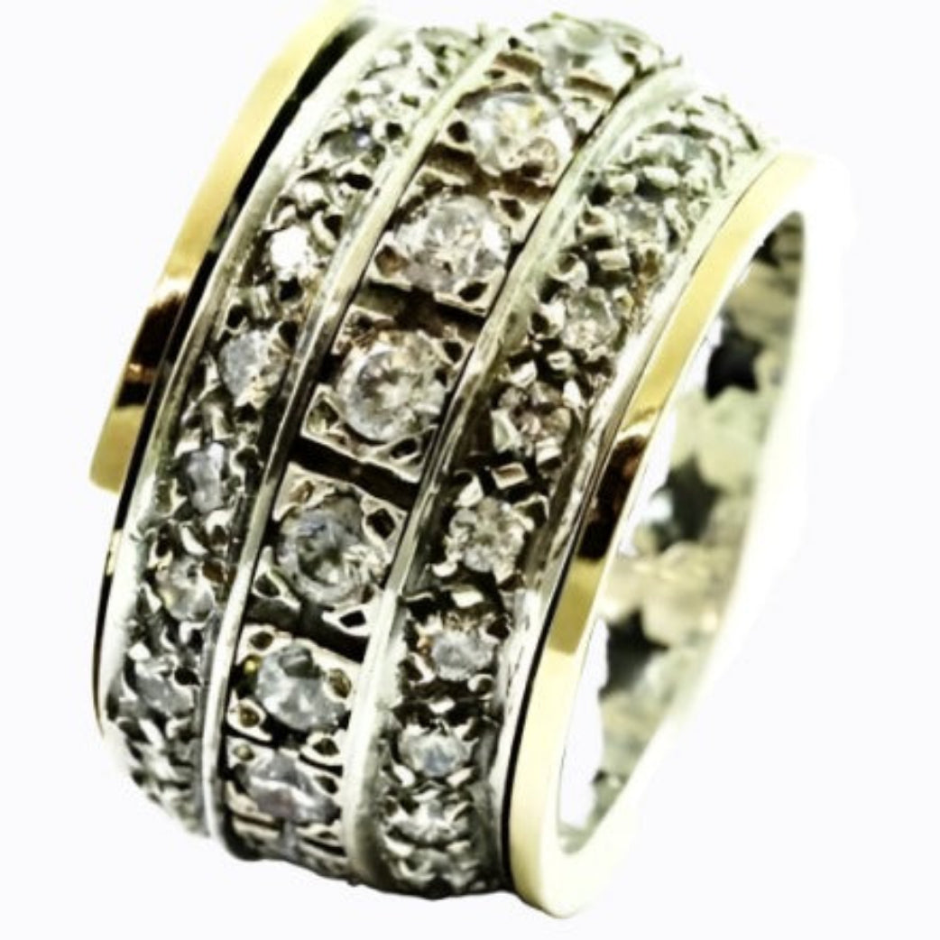 Bluenoemi silver gold spinner ring handmade in Israel