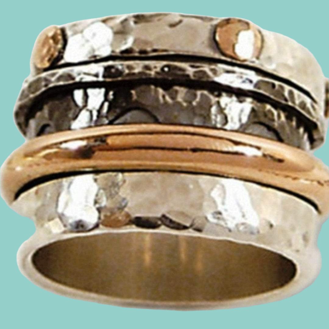 Mens spinner rings. Unisex meditation rings - Silver Gold Rings. - Bluenoemi
