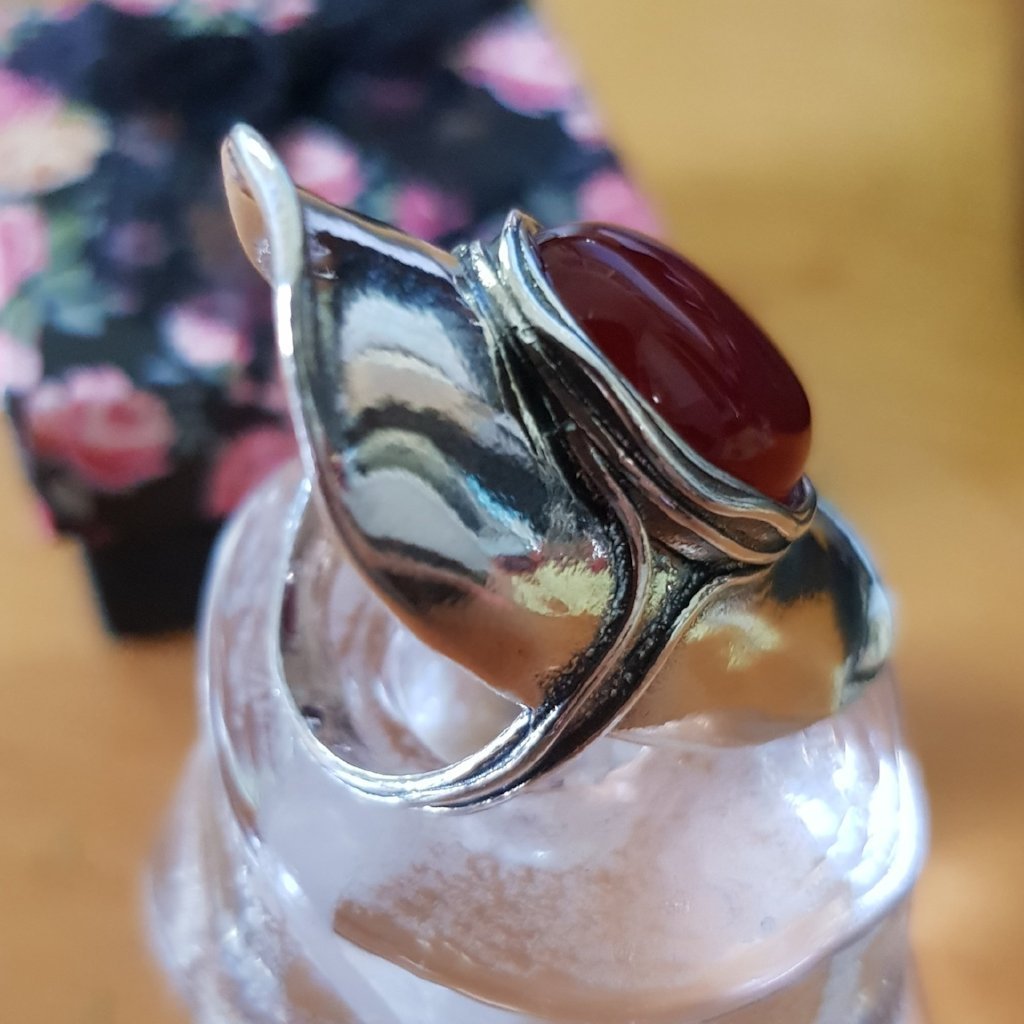 Bluenoemi Jewelry Silver Ring with Stone, Ring for woman, Red Carnelian Gemstone - Bluenoemi