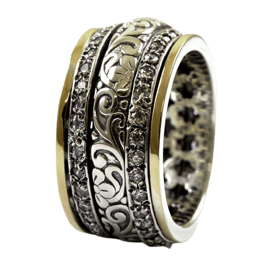 Fidget ringd for women. silver snd gold spinner rings.luenoemi Rings Bluenoemi Spinner Ring for woman set with zircons. Meditation Ring