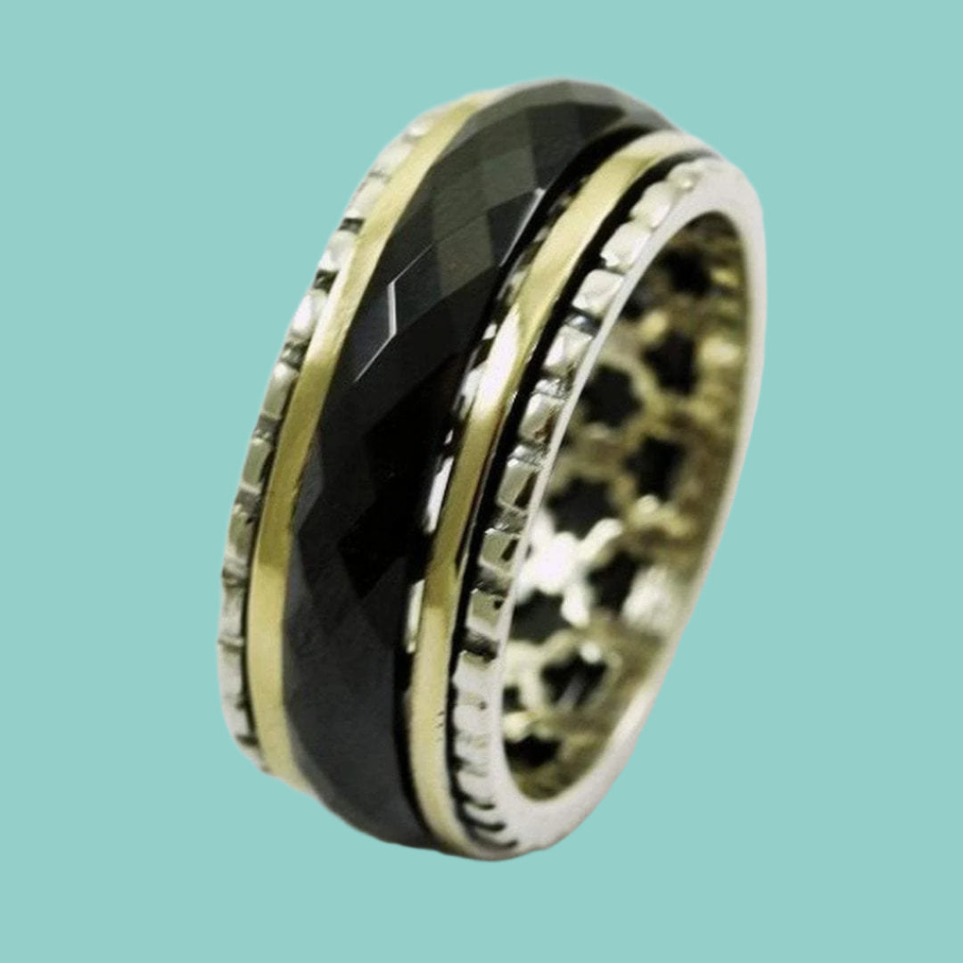 Bluenoemi Rings Spinner ring Silver 9ct Gold and Ceramics Bluenoemi Jewelry