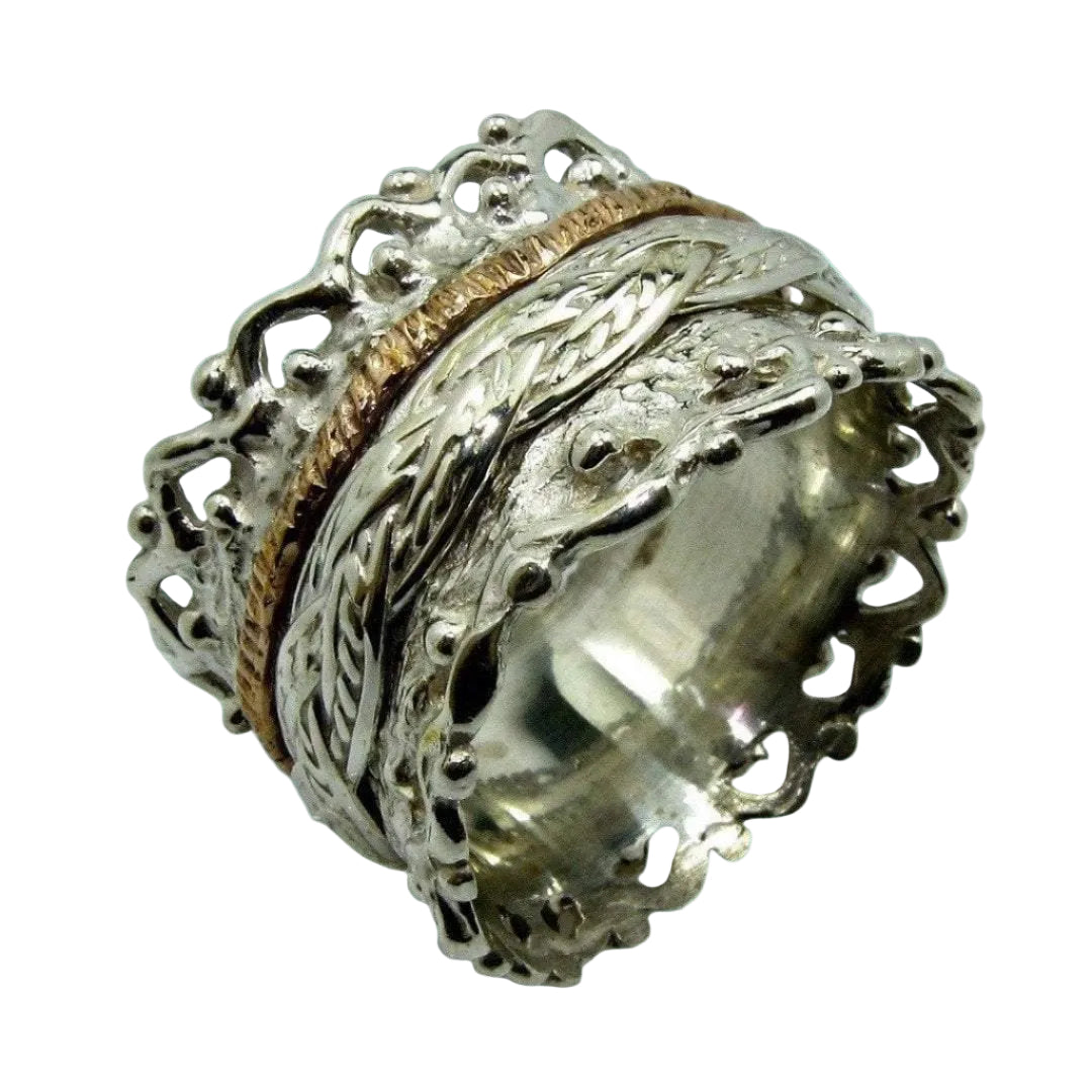 Spinner Ring Sterling silver 9 ct rose gold Israel Meditation rings. Promise rings for her - Bluenoemi