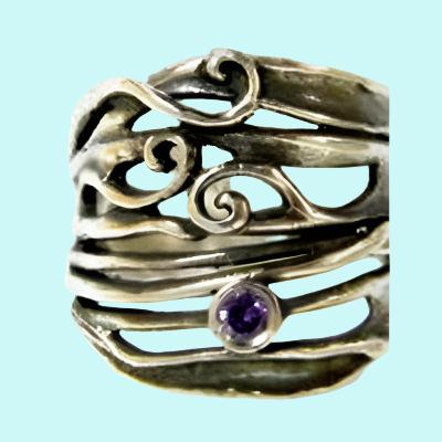 Bluenoemi Rings Sterling silver ring amethyst handcrafted jewelry made in Israel