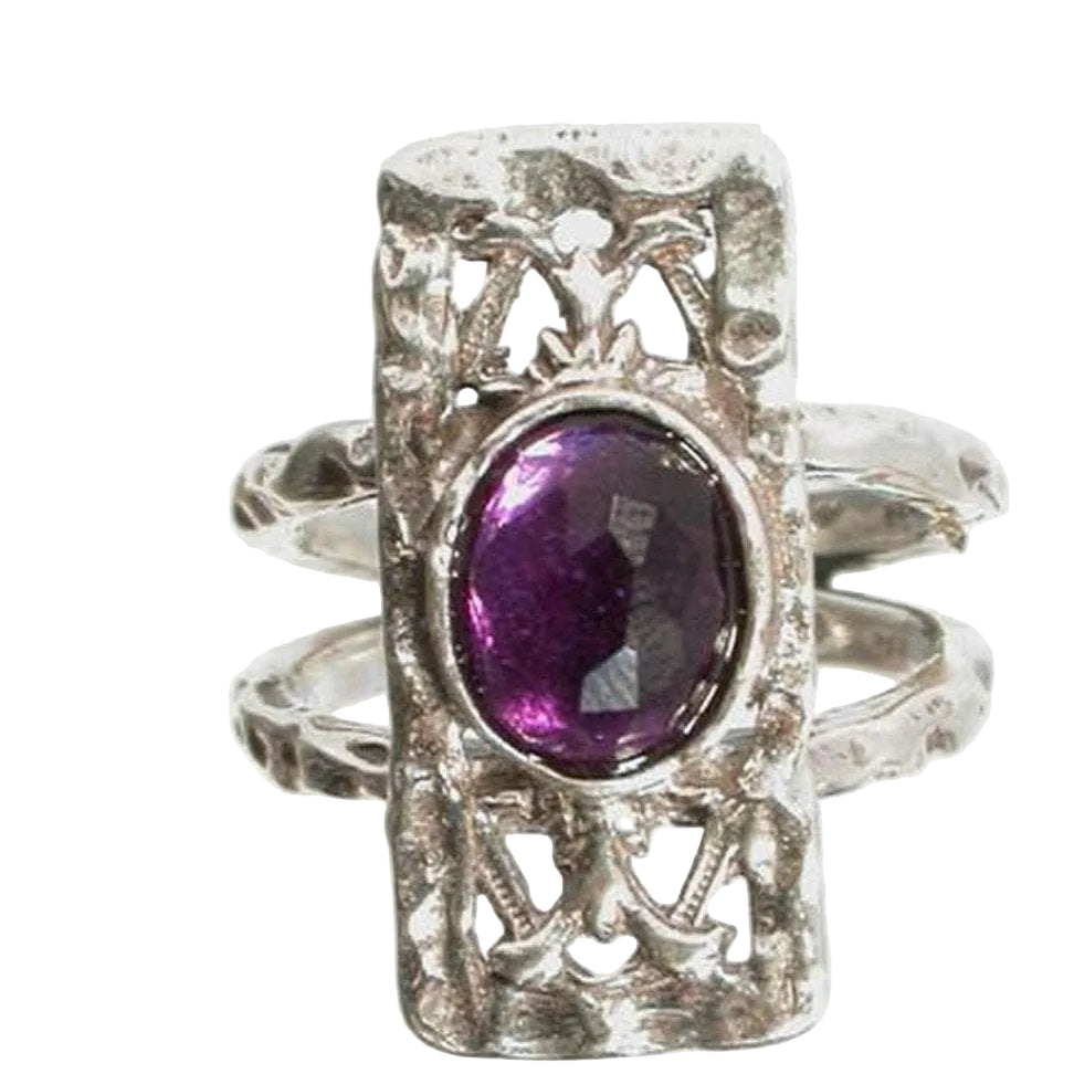 Sterling Silver Ring. Amethyst Ring. Israeli handcrafted ring sterling silver 925 set with amethyst - Bluenoemi