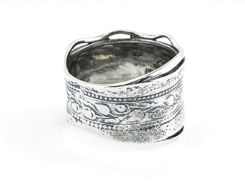 Sterling silver ring Bohemian design floral vintage look rings - Bluenoemi