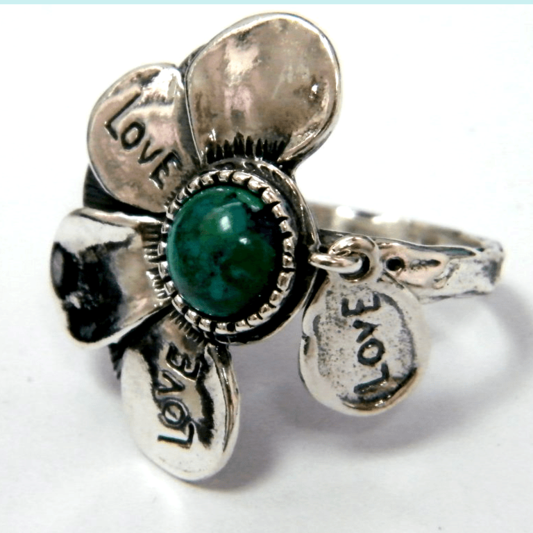 Sterling Silver Ring Hamsa Charms & Amethyst CZ Stones - Bluenoemi