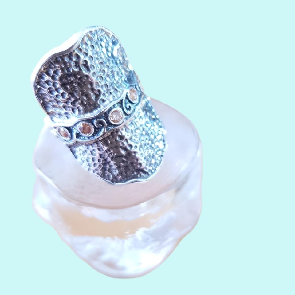 Bluenoemi Rings Sterling silver ring set cz zircons , sterling silver jewelry , ring for woman