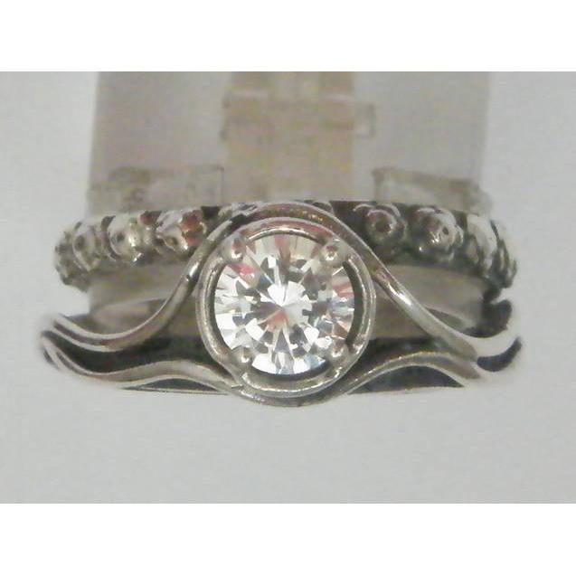 Bluenoemi Rings Sterling silver ring set with zircon stone. Israeli designer bohemian ring 0.8 cm