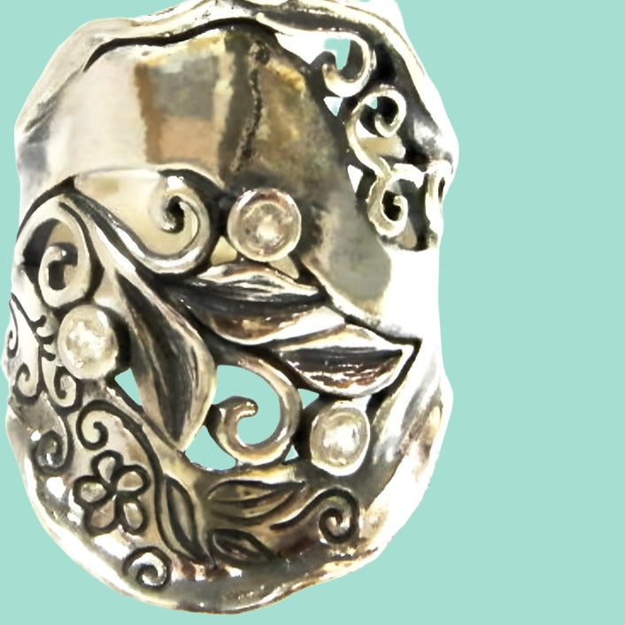 Bluenoemi Rings Sterling silver ring, zircons ring, Israeli designer ring.