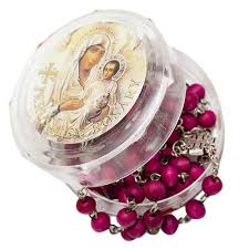 Rosary Cross with Red Scented Wood Beads - Bluenoemi