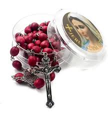 Rosary Cross with Red Scented Wood Beads - Bluenoemi