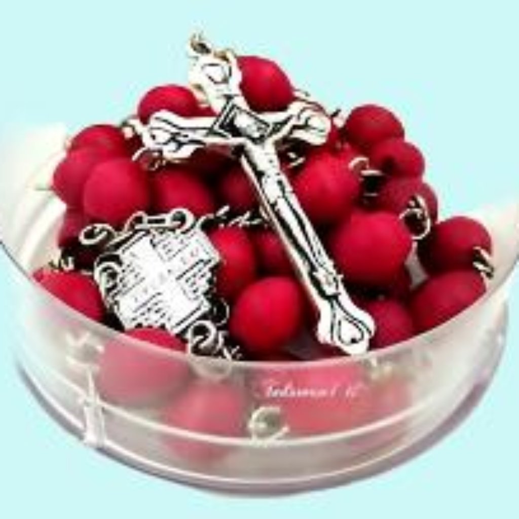 Rosary with Red Scented Wood Beads - Bluenoemi