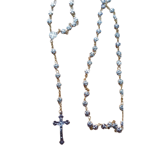 Bluenoemi Rosary silver Rosary from the Holy Land - Jerusalem Cross - Silver Plated Beads from Bethlehem.
