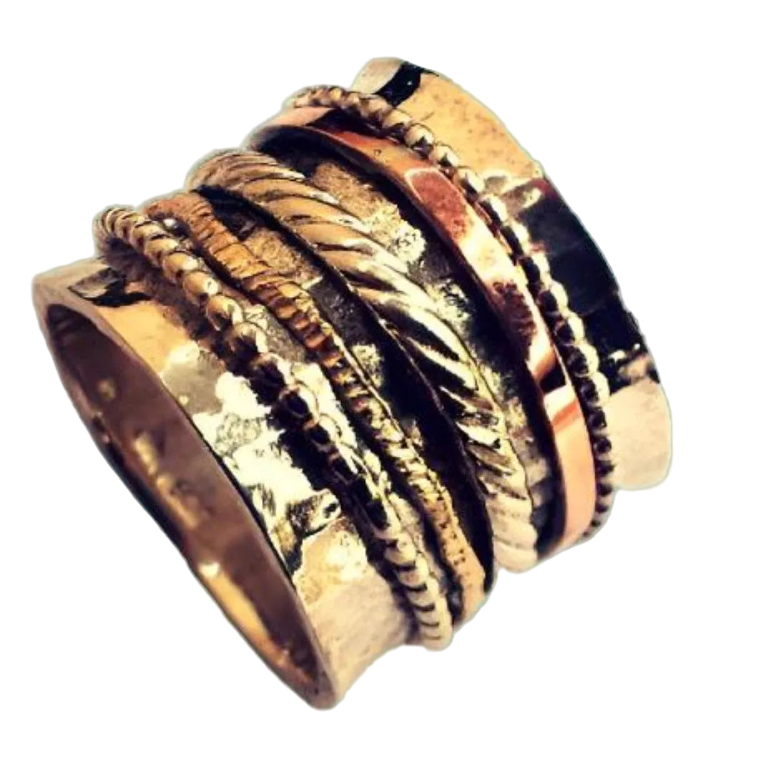 Israel Ring fidget rings for men. Spinner Ring - Unisex - Silver Gold - Big chunky silver ring - Bluenoemi